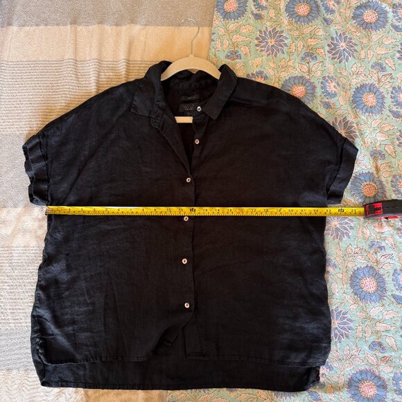 Rachel Zoe 100% Linen Short-sleeve Button-up Top - Picture 5 of 6